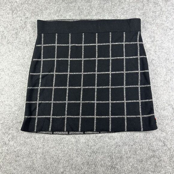 Smartwool Skirt Womens Medium Wool Blend Black Gray Pull On Mini Knit Reversible - Picture 1 of 7